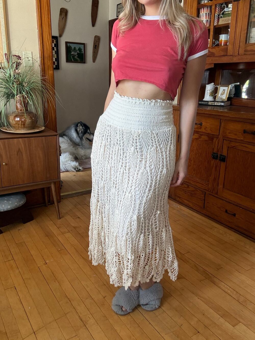 Bohemian Cafe Cream Skirt Large Netting Mermaid Pirate Stretchy Cosplay
